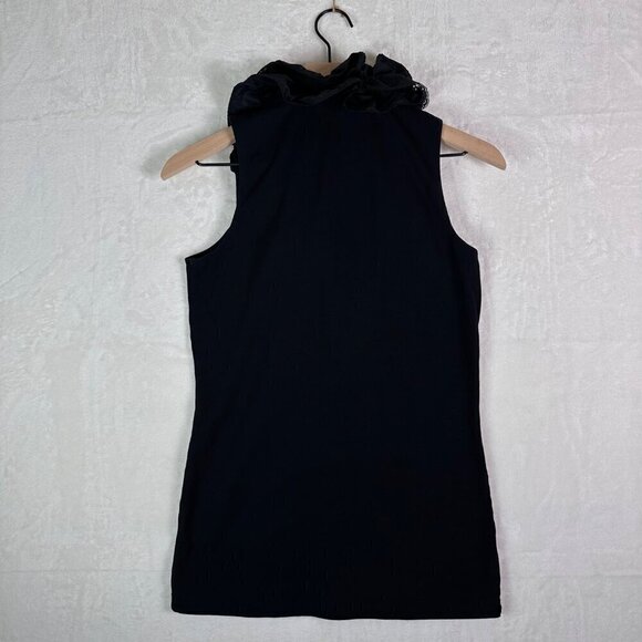 CABI Limited Edition Sleeveless Ruffle Top Black Tafia Lace Whimsygoth Blouse M - Picture 7 of 15